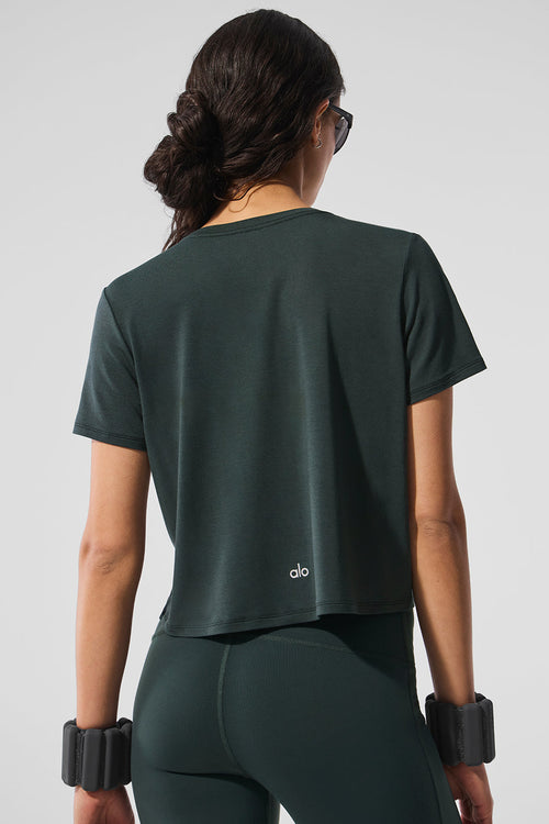 Cropped All Day Short Sleeve - Charcoal Green