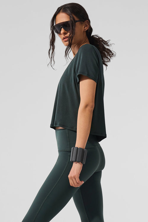 Cropped All Day Short Sleeve - Charcoal Green