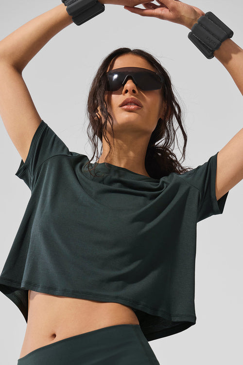 Cropped All Day Short Sleeve - Charcoal Green