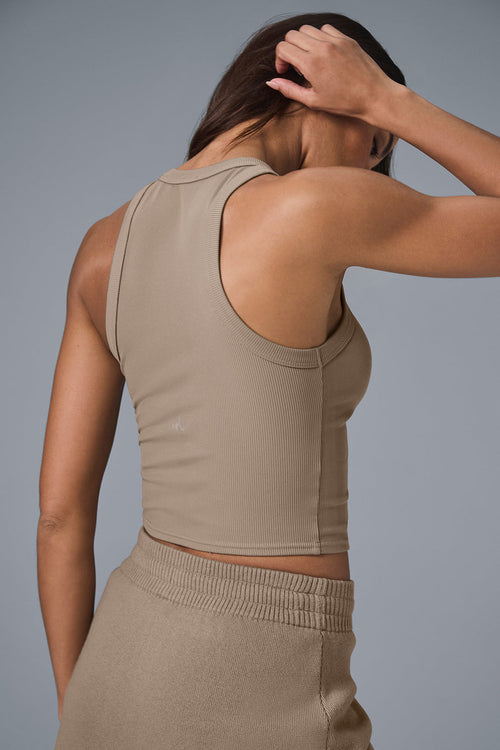 Goddess Ribbed Go-To Tank - Gravel