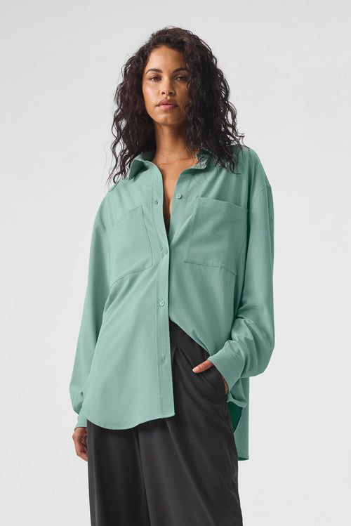 Dreamscape Button Down Long Sleeve - Botanical Green