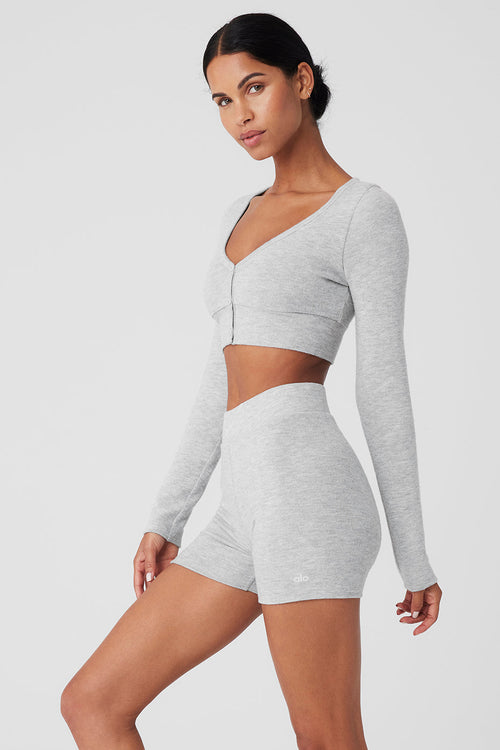 Alolux Cropped Me Time Cardigan - Athletic Heather Grey