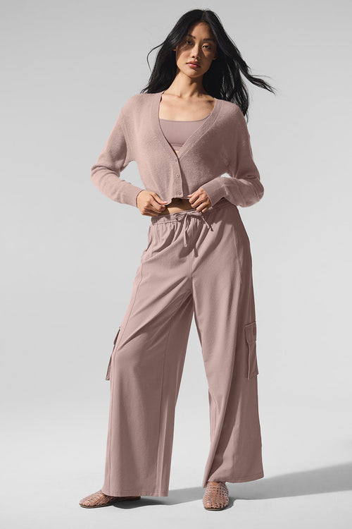 Sheer Cashmere Cropped Cardigan - Taupe