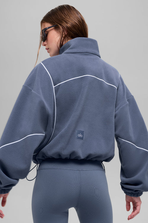 Polar Fleece Game Time Full Zip Jacket - Bluestone/White