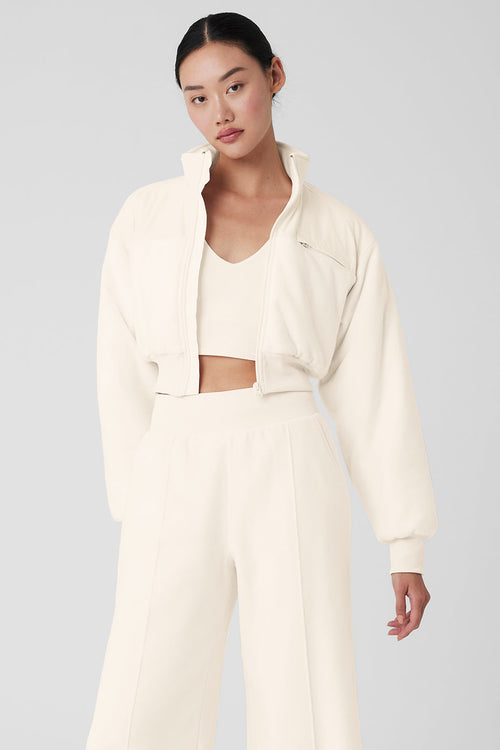 Polar Fleece Cropped Wintry Mix Jacket - Ivory