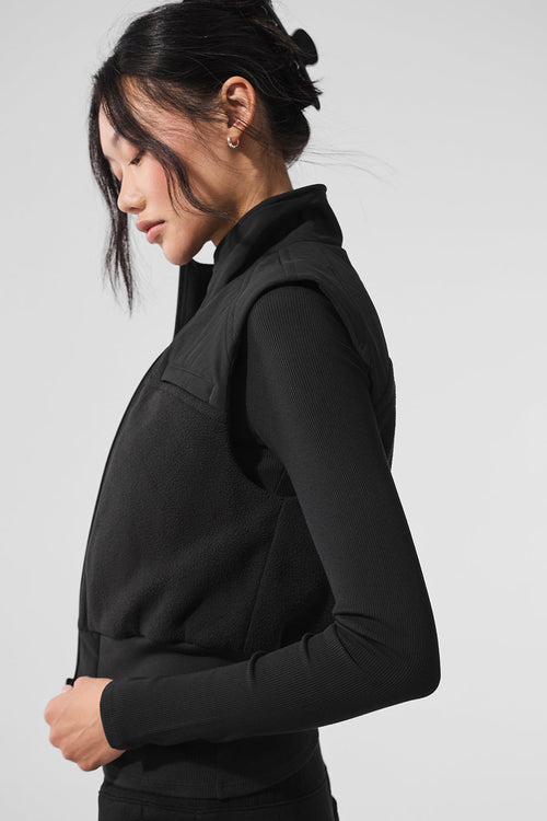 Polar Fleece Wintry Mix Vest - Black