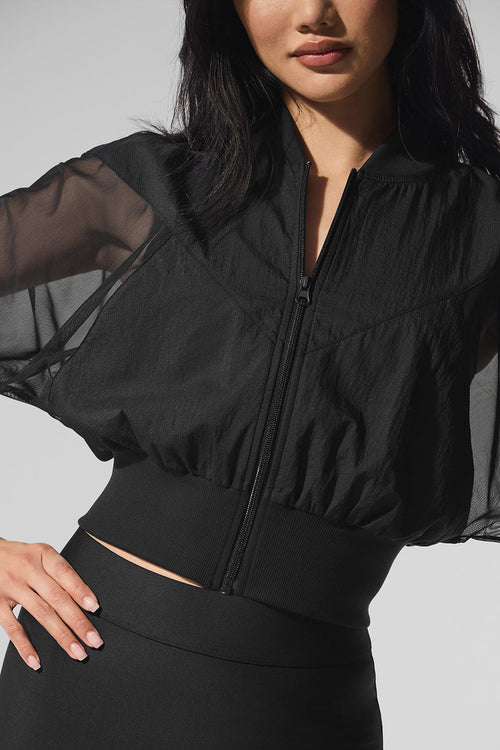 Cropped Air It Out Bomber - Black