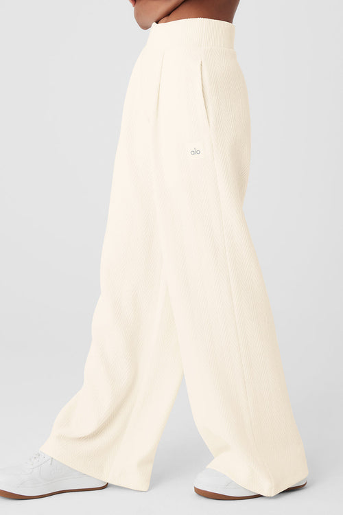 High-Waist Cozy Day Wide Leg Pant - Ivory