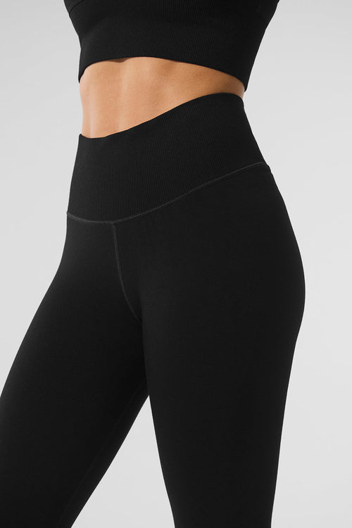 Seamless Winter Warm Plush High-Waist 7/8 Legging - Black