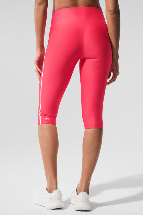 Airlift High-Waist Super Sleek Contrast Capri - Candy Red/White