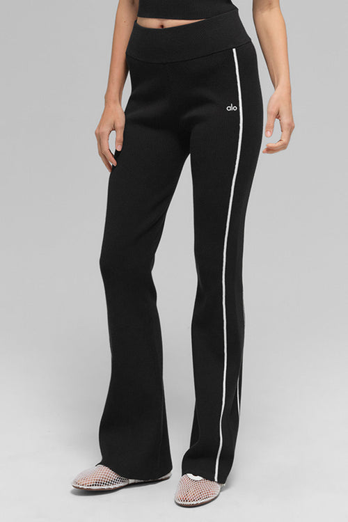 Ribbed Sweater Knit Highline Flare Pant - Black/White