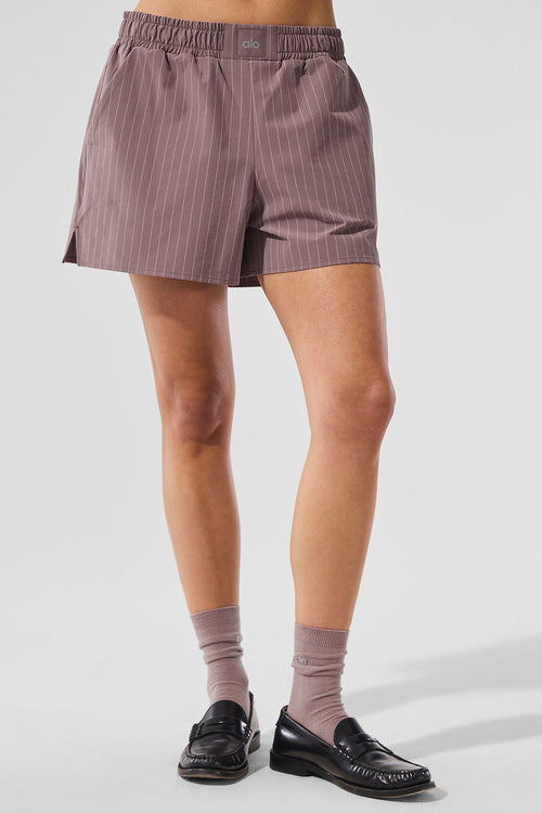Pinstripe Daylight Boxer Short - Mushroom/Ivory