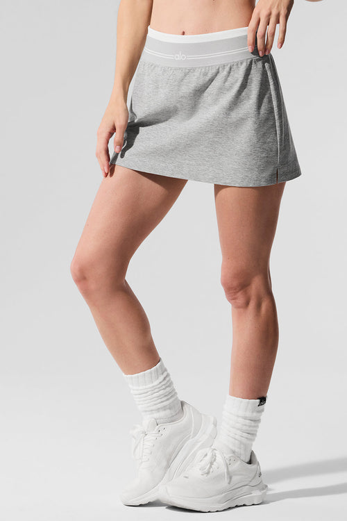 Alosoft Better Together Tennis Skirt - Athletic Heather Grey/White