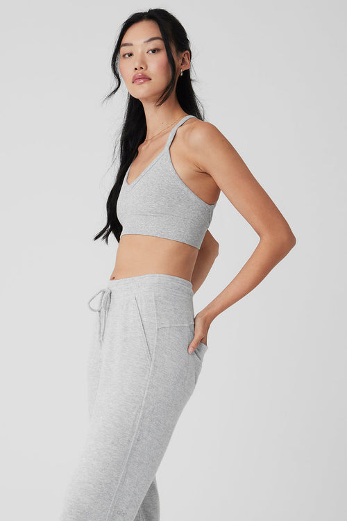 Seamless Ribbed Low Back Bra - Athletic Heather Grey