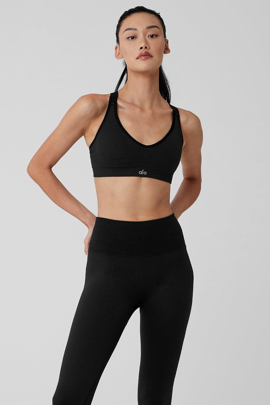 Seamless Ribbed Favorite Bra Black Alo Yoga Mexico