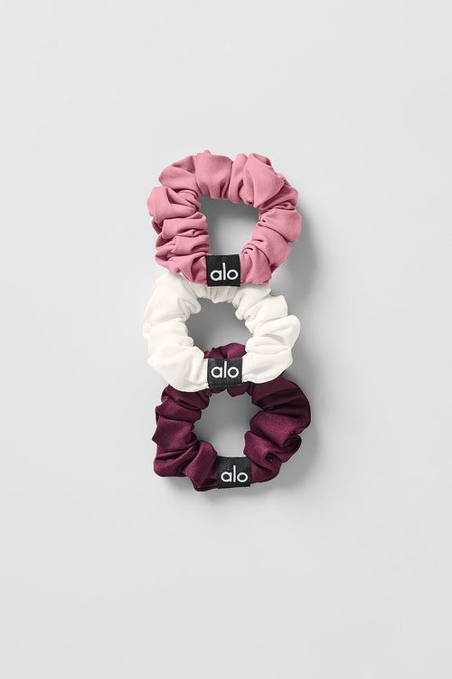 Fresh Mini Scrunchie (3-Pack) - Burgundy/Pink Wild Rose/Ivory