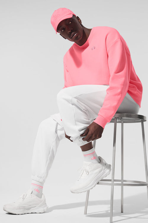 Unisex Half-Crew Throwback Sock - White/Neon Bubblegum