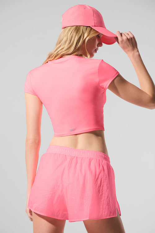 Alosoft Crop Finesse Short Sleeve - Neon Bubblegum