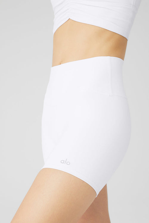 5" Airbrush High-Waist Biker Short - White